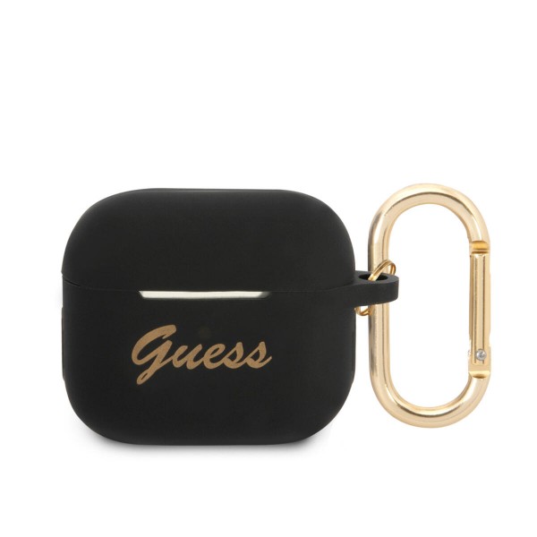 Guess Vintage Script Gold Logo Θήκη προστασίας από σιλικόνη για Apple Airpods 3 (Μαύρη/Χρυση) #GUA3SLSMK