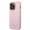 Guess Glitter Flakes Case with Ikonik Patch and Vintage Script Logo Θήκη προστασίας από σιλικόνη – iPhone 14 Pro (Glitter Pink)