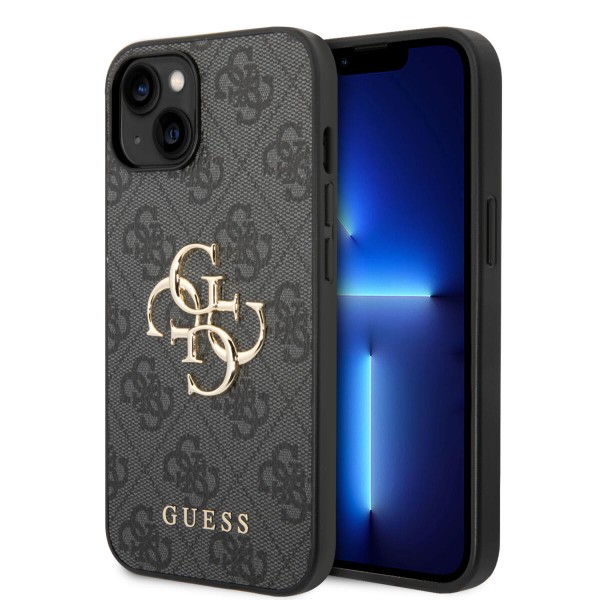 Guess “4G Logo Collection” Hard Case PU Leather Θήκη προστασίας από δερματίνη – iPhone 14 Plus (Γκρι) #GUHCP14M4GMGGR