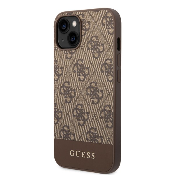 Guess “4G Logo Collection” Printed Stripe Θήκη προστασίας από δερματίνη – iPhone 14 Plus (Καφέ) #GUHCP14MG4GLBR