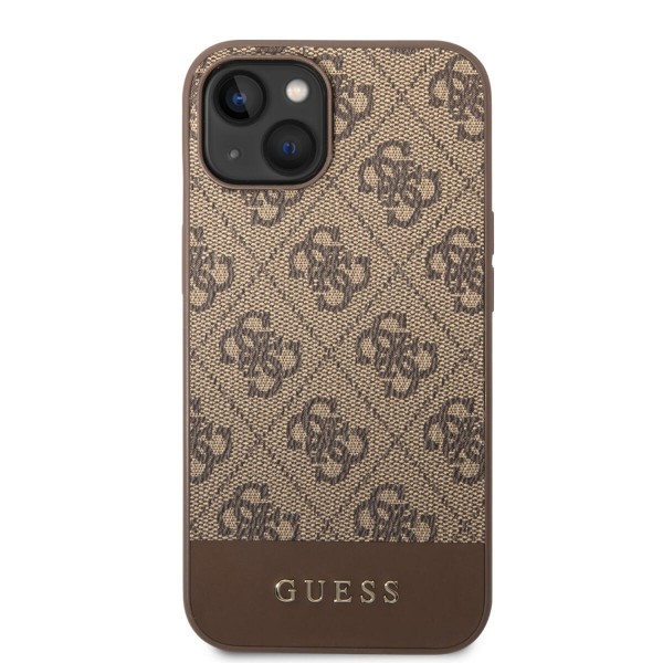 Guess “4G Logo Collection” Printed Stripe Θήκη προστασίας από δερματίνη – iPhone 14 Plus (Καφέ) #GUHCP14MG4GLBR