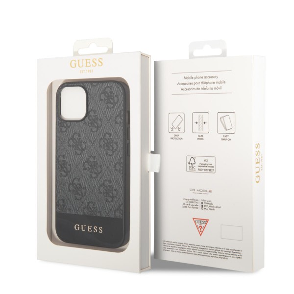 Guess “4G Logo Collection” Printed Stripe Θήκη προστασίας από δερματίνη – iPhone 14 Plus (Γκρι) #GUHCP14MG4GLGR