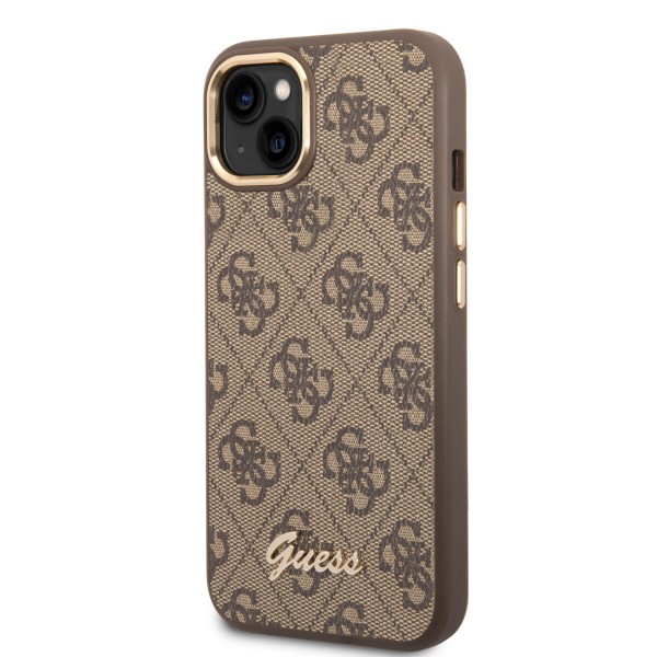 Guess “4G Logo Collection” Script Metal Logo Θήκη προστασίας από δερματίνη – iPhone 14 Plus (Καφέ)