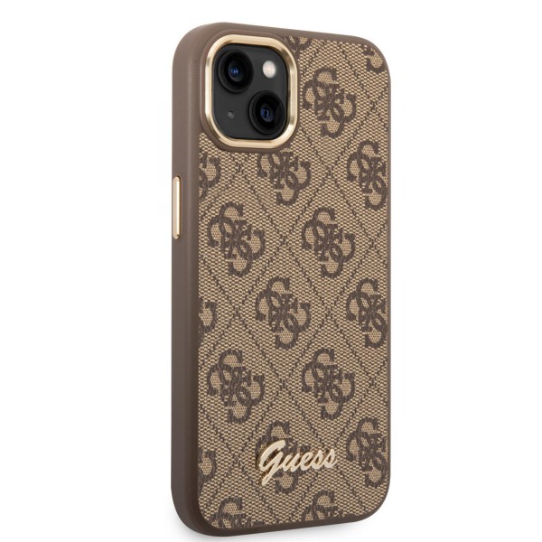 Guess “4G Logo Collection” Script Metal Logo Θήκη προστασίας από δερματίνη – iPhone 14 Plus (Καφέ)