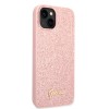 Guess Glitter Flakes Case with Ikonik Patch and Vintage Script Logo Θήκη προστασίας από σιλικόνη – iPhone 14 Plus  (Glitter Pink)