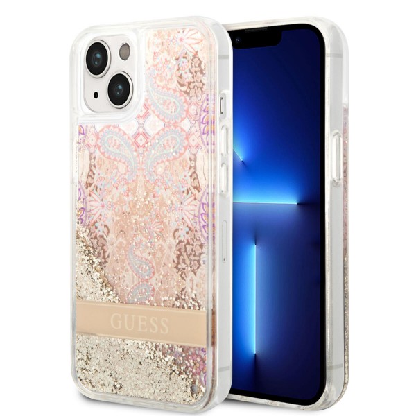 Guess Liquid Glitter Paisley Gold Collection Θήκη προστασίας από σιλικόνη – iPhone 14 Plus (Gold) #GUHCP14MLFLSD