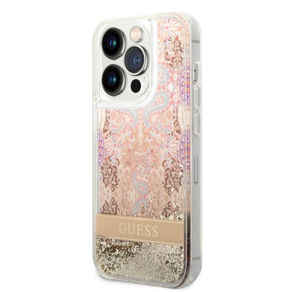 Guess Liquid Glitter Paisley Gold Collection Θήκη προστασίας από σιλικόνη – iPhone 14 Pro Max (Gold) #GUHCP14XLFLSD