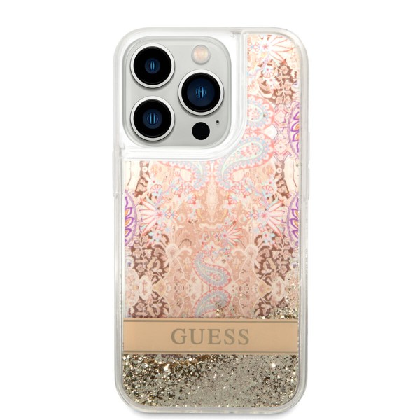 Guess Liquid Glitter Paisley Gold Collection Θήκη προστασίας από σιλικόνη – iPhone 14 Pro Max (Gold) #GUHCP14XLFLSD