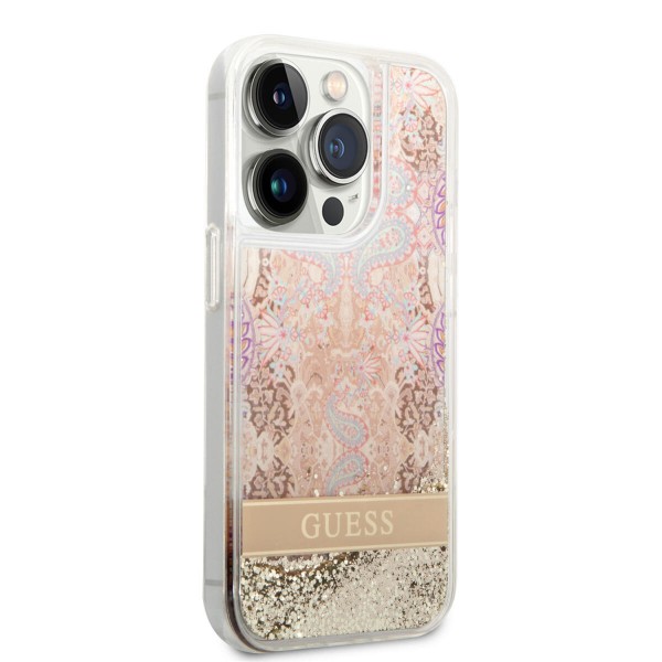 Guess Liquid Glitter Paisley Gold Collection Θήκη προστασίας από σιλικόνη – iPhone 14 Pro Max (Gold) #GUHCP14XLFLSD