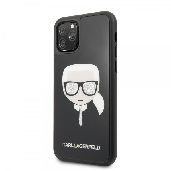 Karl Lagerfeld Double Layer Glitter Hard Case Karl's Head Θήκη προστασίας από σιλικόνη – Apple iPhone 11 Pro (Μαύρο)