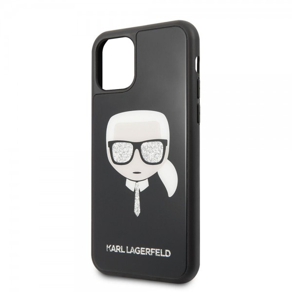 Karl Lagerfeld Double Layer Glitter Hard Case Karl's Head Θήκη προστασίας από σιλικόνη – Apple iPhone 11 Pro (Μαύρο)