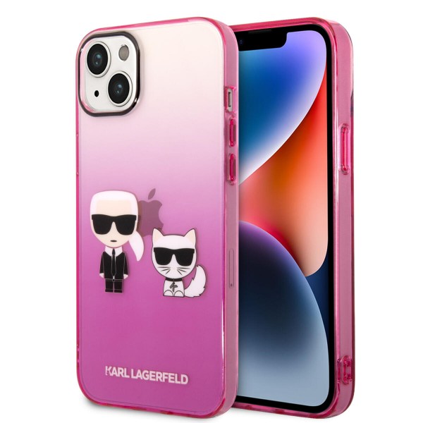 Karl Lagerfeld “Karl & Choupette” Back Cover Case Διάφανη Θήκη προστασίας από Liquid Silicone – iPhone 14 Plus (Pink) #KLHCP14MTGKCP