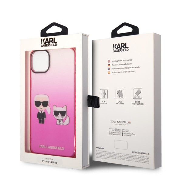 Karl Lagerfeld “Karl & Choupette” Back Cover Case Διάφανη Θήκη προστασίας από Liquid Silicone – iPhone 14 Plus (Pink) #KLHCP14MTGKCP