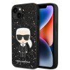 Karl Lagerfeld Glitter Flakes Case with Ikonik Patch and Metal Logo Θήκη προστασίας από σιλικόνη – iPhone 14 (Glitter Black)