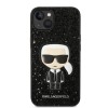 Karl Lagerfeld Glitter Flakes Case with Ikonik Patch and Metal Logo Θήκη προστασίας από σιλικόνη – iPhone 14 (Glitter Black)