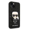 Karl Lagerfeld Glitter Flakes Case with Ikonik Patch and Metal Logo Θήκη προστασίας από σιλικόνη – iPhone 14 (Glitter Black)