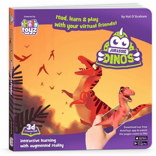 HoloToyz - Jurassic Dinos Interactive 4D AR Book Βιβλίο Επαυξημένης πραγματικότητας με εικόνες που ζωντανεύουν σε κινούμενα σχέδια