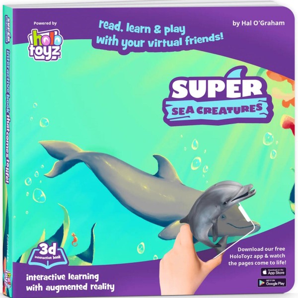 HoloToyz - Super Sea Creatures Interactive 4D AR Book Βιβλίο Επαυξημένης πραγματικότητας με εικόνες που ζωντανεύουν σε κινούμενα σχέδια