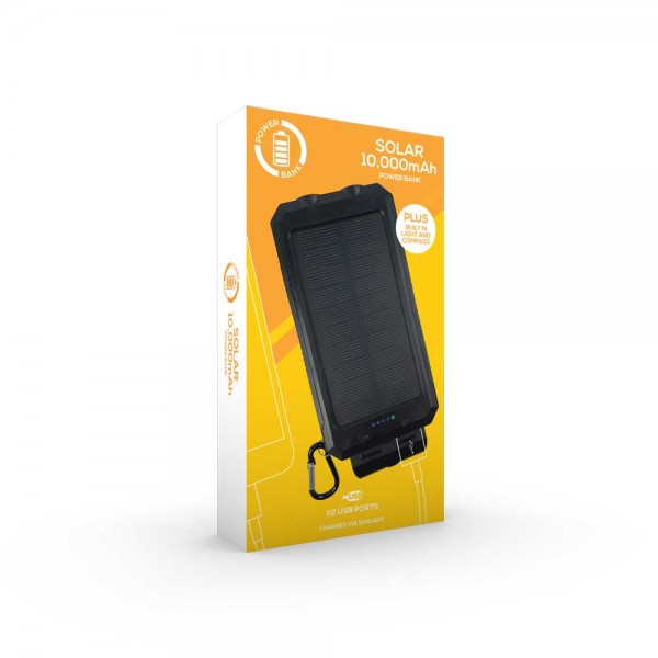 The Source Solar Powerbank 10.000mAh - Ηλιακό Powerbank με Θύρα USB Μαύρο