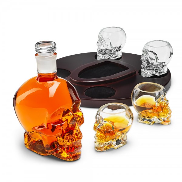 The Source Skull Decanter Σετ Ποτού 5 Τεμαχίων και δίσκος σε σχήμα κρανίου