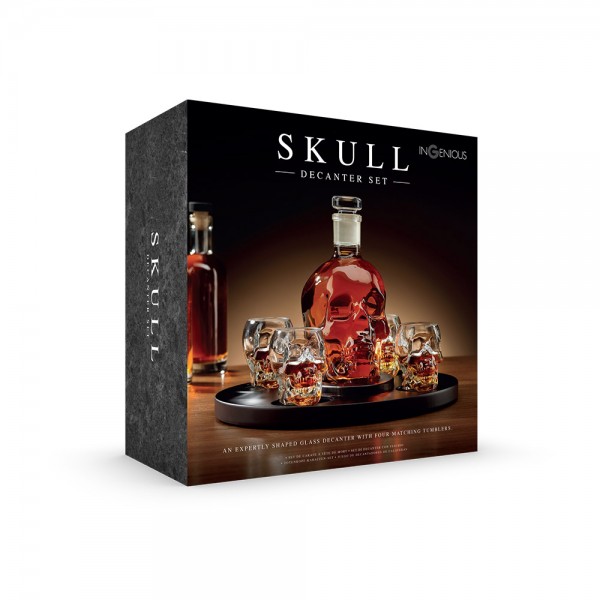 The Source Skull Decanter Σετ Ποτού 5 Τεμαχίων και δίσκος σε σχήμα κρανίου