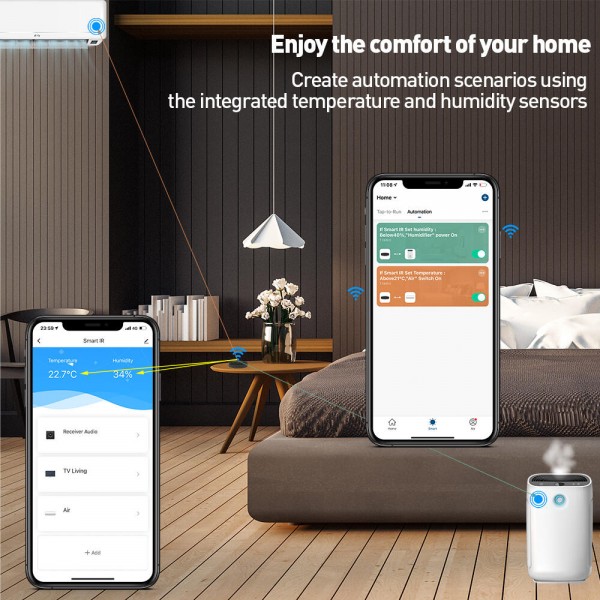 Tellur Smart IR WiFi Remote Control Τηλεχειρισμός IR & Αισθητήρας θερμοκρασίας & υγρασίας WiFi σε μαύρο (TLL331241)