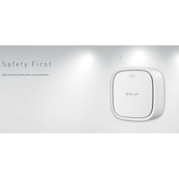 Tellur WiFi Smart Gas Sensor Ανιχνευτής διαρροής φυσικού αερίου WiFi σε λευκό (TLL331291)