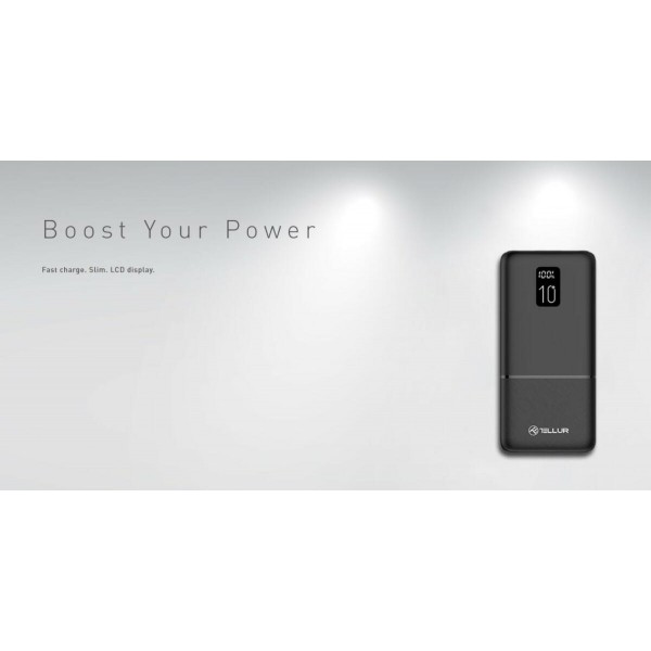 Tellur Powerbank PD102 Boost Pro 10.000mAh σε μαύρο χρώμα με 2x USB QuickCharge 3.0 (TLL158341)