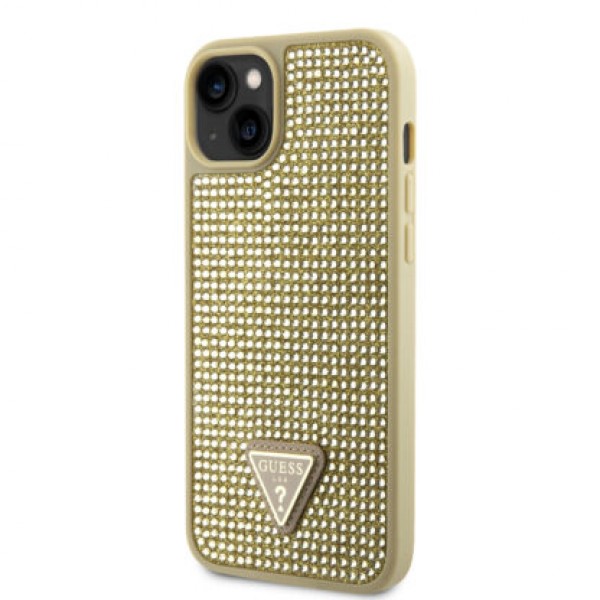 Guess “Rhinestones Triangle Metal Logo Collection” Θήκη προστασίας για iPhone 14 Χρυσό #GUHCP14SHDGTPD