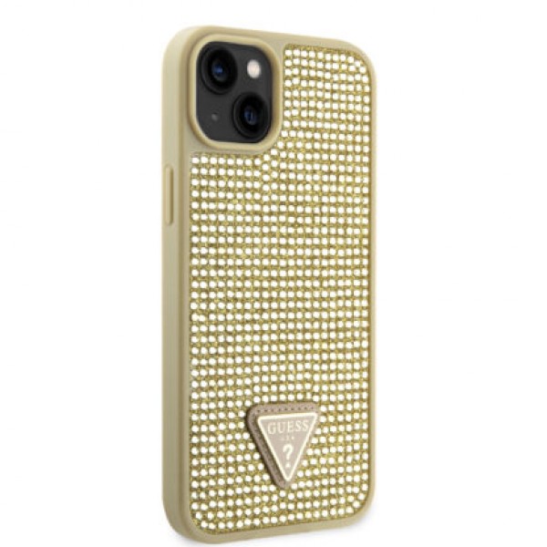 Guess “Rhinestones Triangle Metal Logo Collection” Θήκη προστασίας για iPhone 14 Χρυσό #GUHCP14SHDGTPD