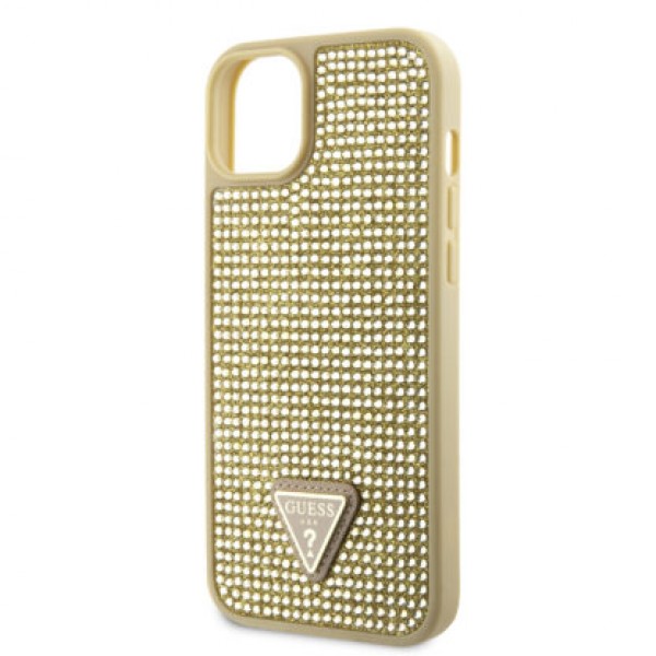 Guess “Rhinestones Triangle Metal Logo Collection” Θήκη προστασίας για iPhone 14 Χρυσό #GUHCP14SHDGTPD