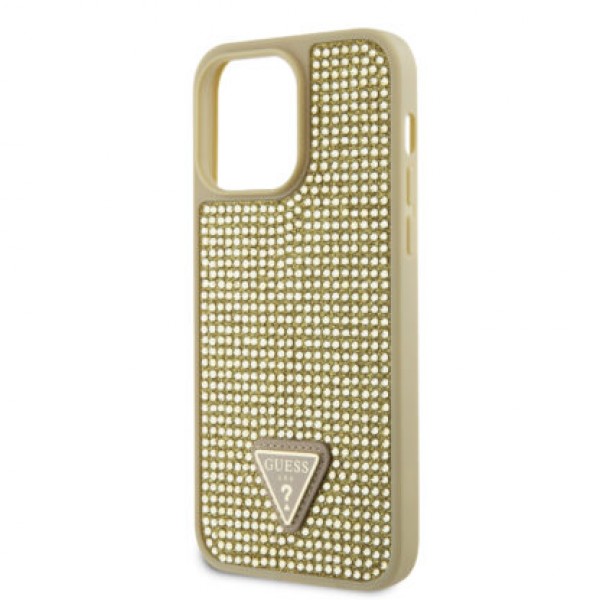 Guess “Rhinestones Triangle Metal Logo Collection” Θήκη προστασίας για iPhone 14 Pro Max Χρυσό #GUHCP14XHDGTPD