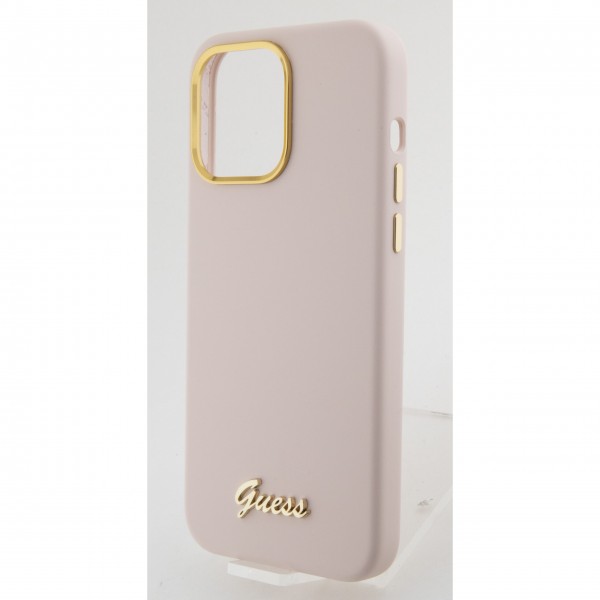 Guess “Vintage Script Gold Logo Collection” Σκληρή Θήκη προστασίας από σιλικόνη – Apple iPhone 15 Pro Ροζ #GUHCP15LSMBSLP