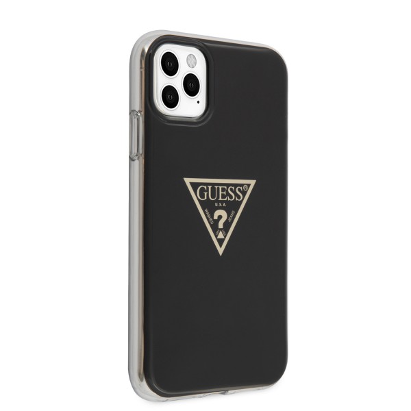 Guess “Metallic Triangle Glitter Logo Collection” Θήκη προστασίας από σιλικόνη – iPhone 11 Pro Max (Black – GUHCN65PCUMPTBK)