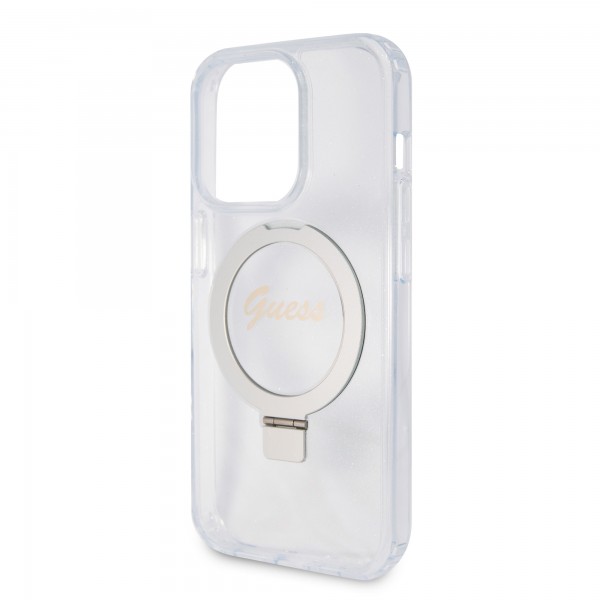 Guess MagSafe Ring Stand Glitter Hard Case Θήκη προστασίας από σιλικόνη – iPhone 15 Pro Max Διάφανη #GUHMP15XHRSGSD