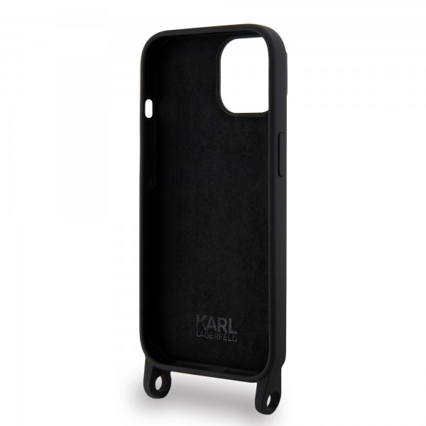 Karl Lagerfeld Crossbody Ikonik Hard Case Θήκη προστασίας από σιλικόνη – iPhone 15 Black #KLHCP15SSCBSKNK