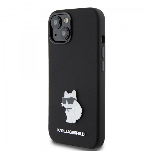 Karl Lagerfeld Choupette Metal Pin Hard Case Θήκη προστασίας από σιλικόνη – iPhone 15 Black #KLHCP15SSMHCNPK