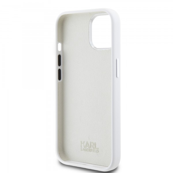 Karl Lagerfeld Ikonik Metal Pin Hard Case Θήκη προστασίας από σιλικόνη – iPhone 15 White #KLHCP15SSMHKNPH