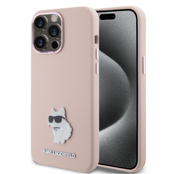 Karl Lagerfeld Choupette Metal Pin Hard Case Θήκη προστασίας από σιλικόνη – iPhone 15 Pro Max Pink #KLHCP15XSMHCNPP