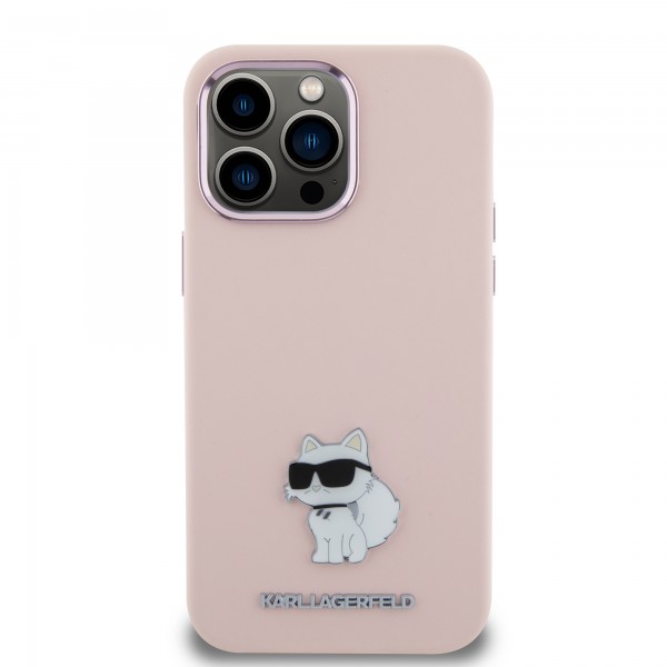 Karl Lagerfeld Choupette Metal Pin Hard Case Θήκη προστασίας από σιλικόνη – iPhone 15 Pro Max Pink #KLHCP15XSMHCNPP