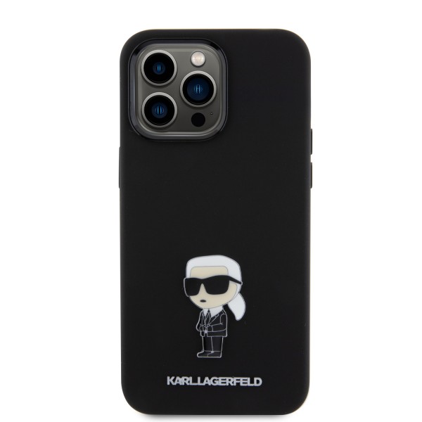 Karl Lagerfeld Ikonik Metal Pin Hard Case Θήκη προστασίας από σιλικόνη – iPhone 15 Pro Max Black #KLHCP15XSMHKNPK