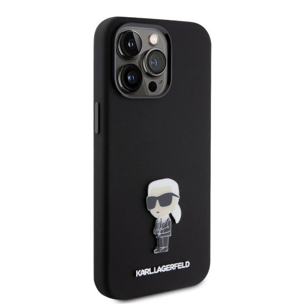 Karl Lagerfeld Ikonik Metal Pin Hard Case Θήκη προστασίας από σιλικόνη – iPhone 15 Pro Max Black #KLHCP15XSMHKNPK