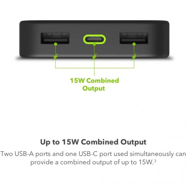 Mophie Powerstation 2023 Powerbank 10.000mAh με 2 θύρες USB-A και 1 θύρα USB-C (PowerDelivery 20W) σε μαύρο χρώμα