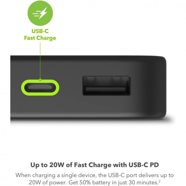 Mophie Powerstation 2023 Powerbank 10.000mAh με 2 θύρες USB-A και 1 θύρα USB-C (PowerDelivery 20W) σε μαύρο χρώμα