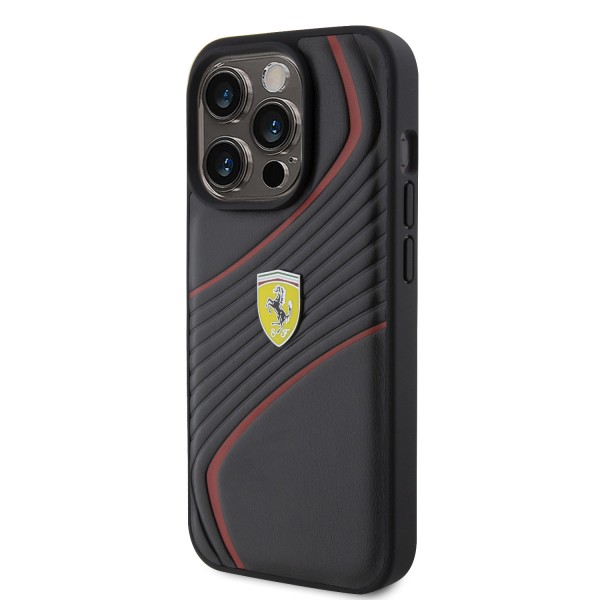 Ferrari Twist Metal Logo Hard Case Θήκη προστασίας από δερματίνη – iPhone 15 Pro Black #FEHCP15LPTWK