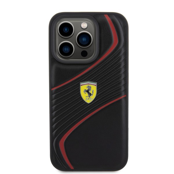 Ferrari Twist Metal Logo Hard Case Θήκη προστασίας από δερματίνη – iPhone 15 Pro Black #FEHCP15LPTWK