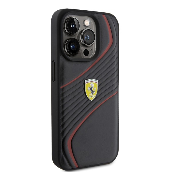 Ferrari Twist Metal Logo Hard Case Θήκη προστασίας από δερματίνη – iPhone 15 Pro Black #FEHCP15LPTWK