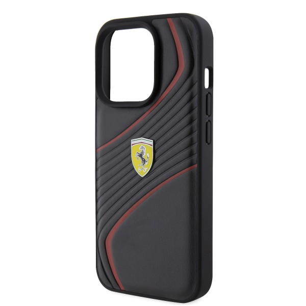 Ferrari Twist Metal Logo Hard Case Θήκη προστασίας από δερματίνη – iPhone 15 Pro Black #FEHCP15LPTWK