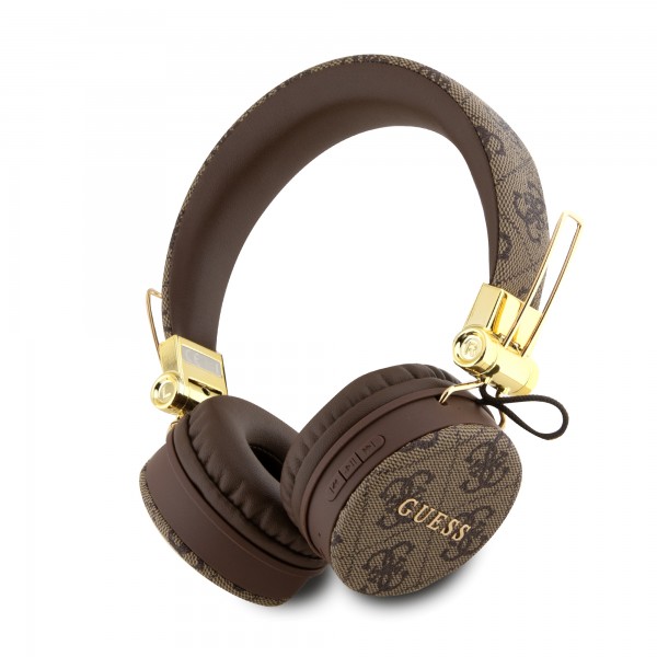 Guess “4G Logo” Over Ear Bluetooth Headphones Ακουστικά Over Ear από δερματίνη με μεταλλικό Logo Brown #GUBH704GEMW