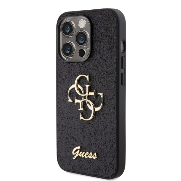 Guess Fixed Glitter 4G Logo Case Θήκη προστασίας από σιλικόνη – iPhone 15 Pro Black #GUHCP15LHG4SGK